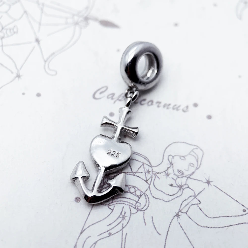 Damen-Charm-Anhänger Hope Faith Love Vintage aus Sterlingsilber