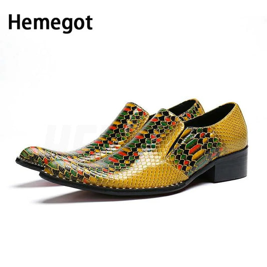 Mixed Colors Men's Leather Shoes Low Heel Casual British Leather Shoes Banquet Bar Men's Handmade Luxury Slip On Dress Shoes