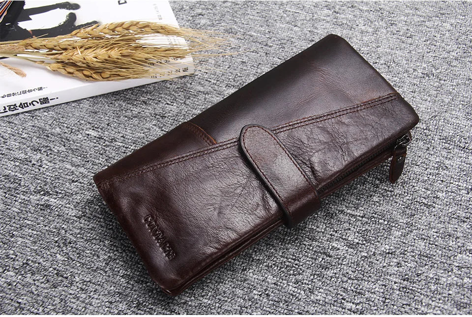 Herren Echtleder Lange Geldbörse Vintage Premium Kartenhalter Geldclip Luxus Reise