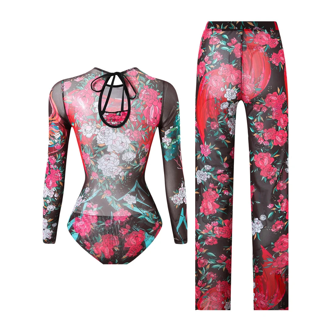 Damen-Hose mit Blumenmuster