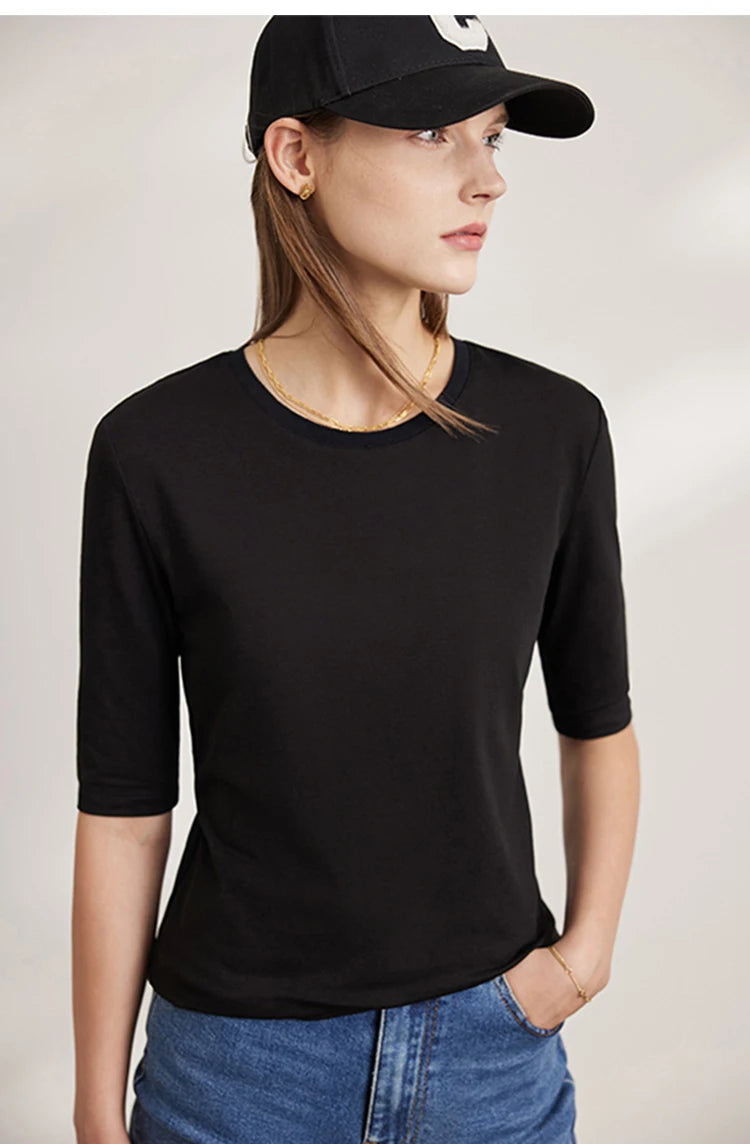 Damen T-Shirts aus neuer Baumwolle mit halben Ärmeln für das Büro
