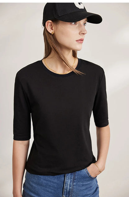 Damen T-Shirts aus neuer Baumwolle mit halben Ärmeln für das Büro