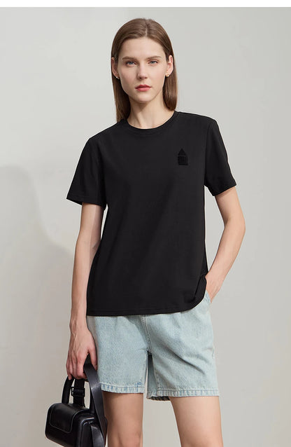 Damen T-Shirt aus Eisprozellan mit Rundhalsausschnitt und antibakteriellen Eigenschaften