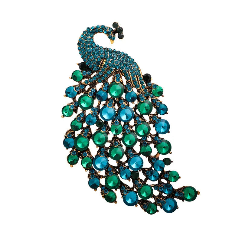 Brosche Pfau Kristall Emaille Tier Anstecknadel Damen