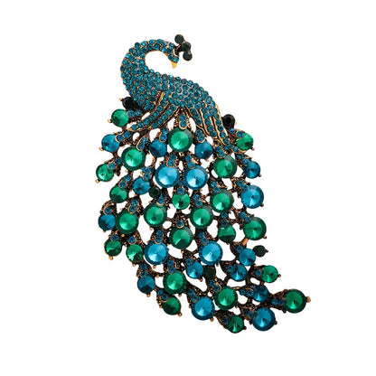 Brosche Pfau Kristall Emaille Tier Anstecknadel Damen