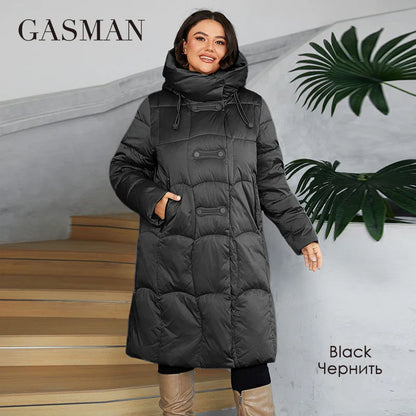 Langer Damen-Wintermantel mit Kapuze und dicker Fütterung – warmes, lässiges Parka-Design mit multifunktionalen Taschen