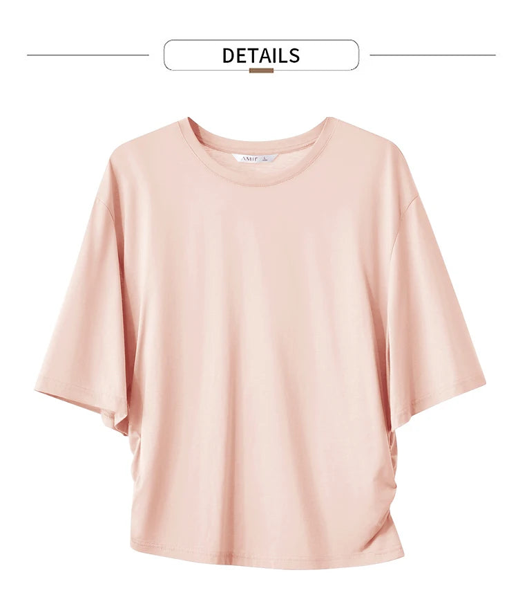 Damen T-Shirt im minimalistischen Stil aus leichtem elastischen Baumwollstoff
