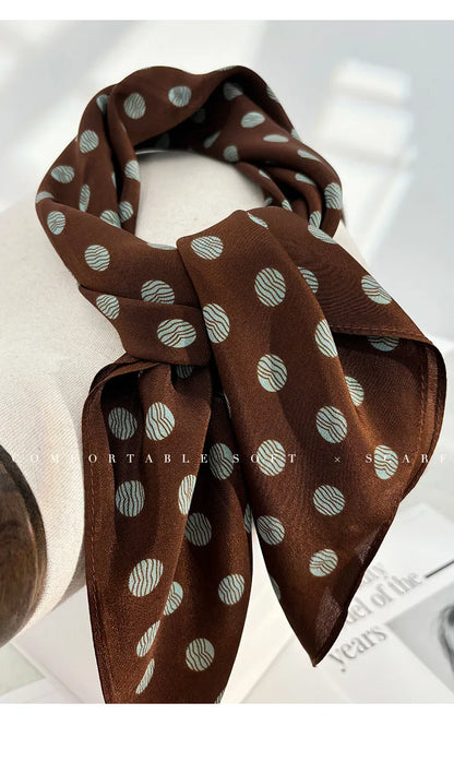 Damen Seidenschal gepunktet quadratisch Kopftuch Hijab Bandana Pashmina