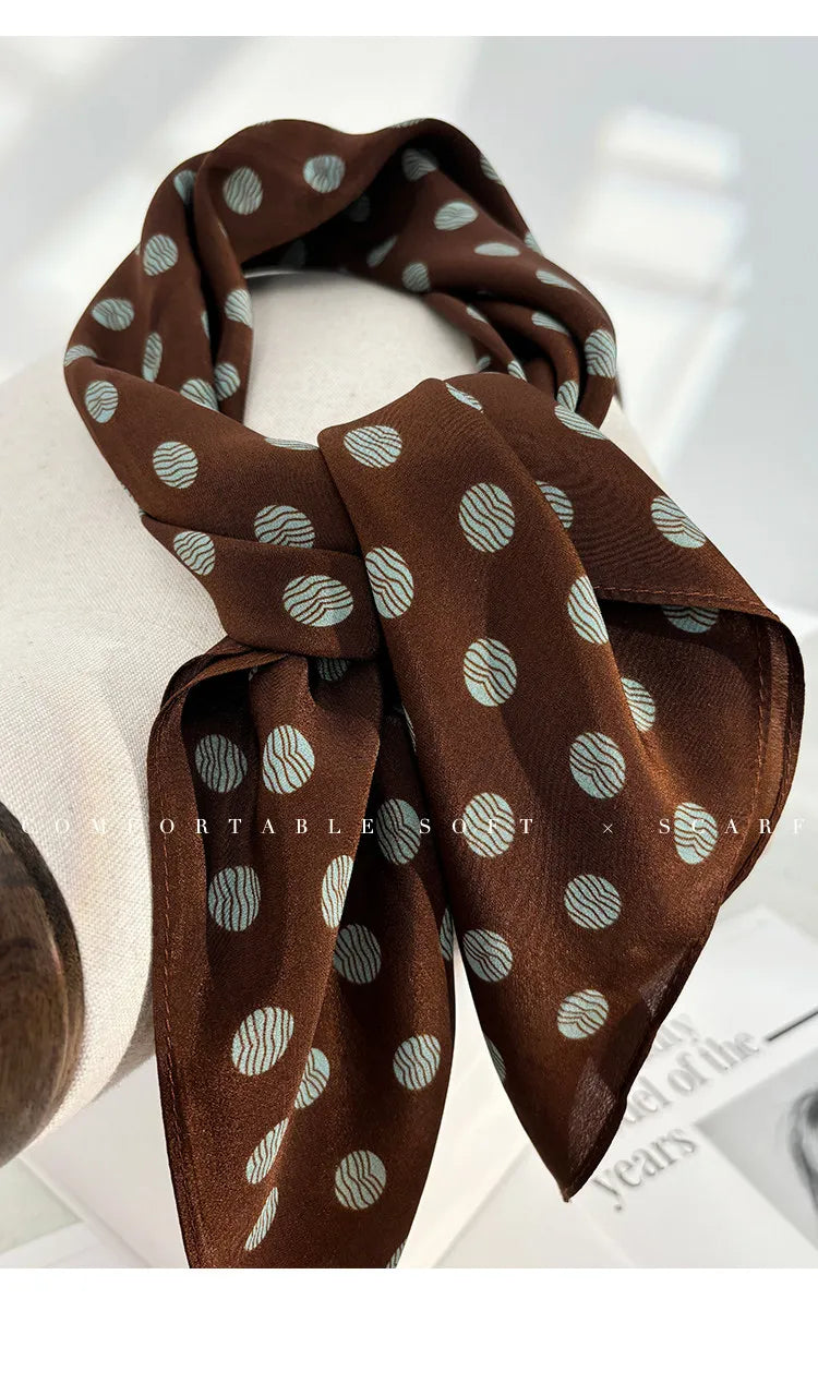 Damen Seidenschal gepunktet quadratisch Kopftuch Hijab Bandana Pashmina