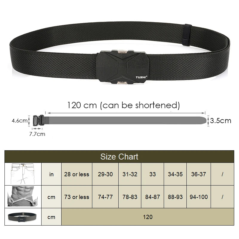 Herren-Gürtel Aus Nylonband Elastisch Mit Schnellverschluss Und Matte Metall-Schnalle Für Outdoor
