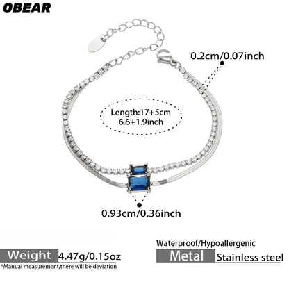 Damen-Armband Baguette-Zirkonia Doppelschicht