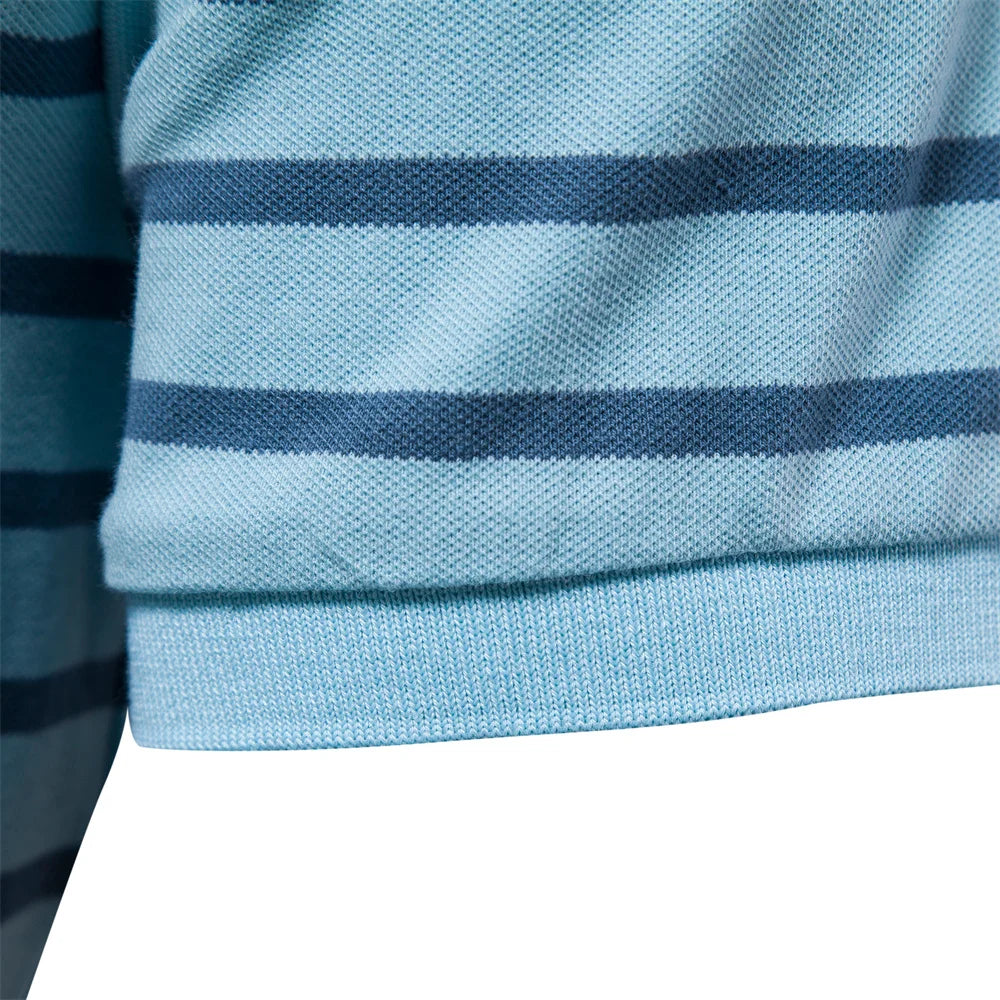 Premium Herren Polo Shirt Gestreift Luftiger Tragekomfort