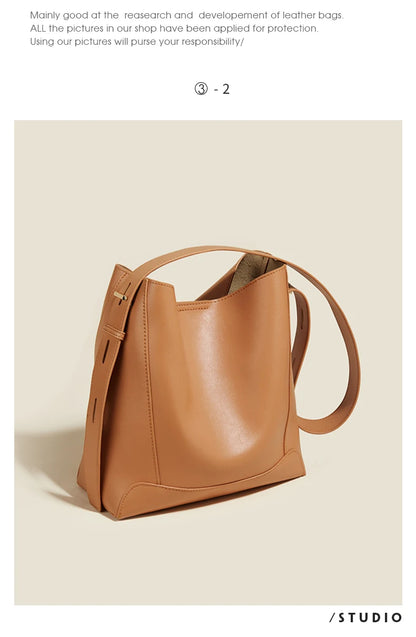 Damen Schultertasche aus Leder im klassischen Stil Große Tote für Büro