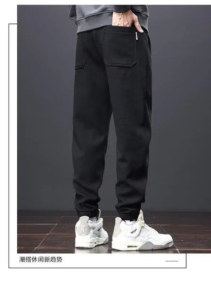 Herrenhosen Herbst und Winter Japanische Krawatten Lose Sport Kordelzug Warme Freizeithosen