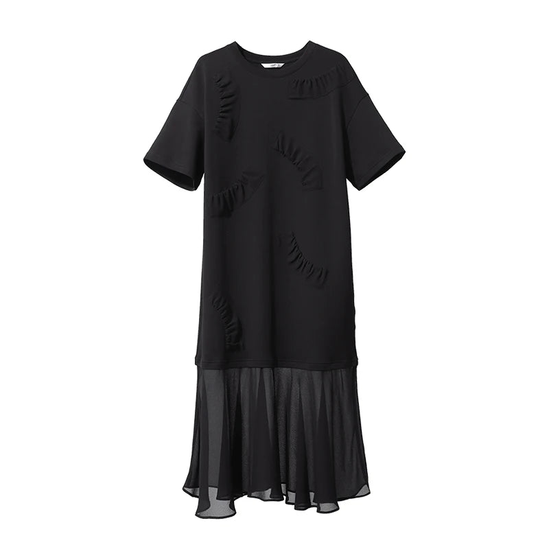 Elegantes Damen Midikleid Mit Lockerem Schnitt Und O-Ausschnitt