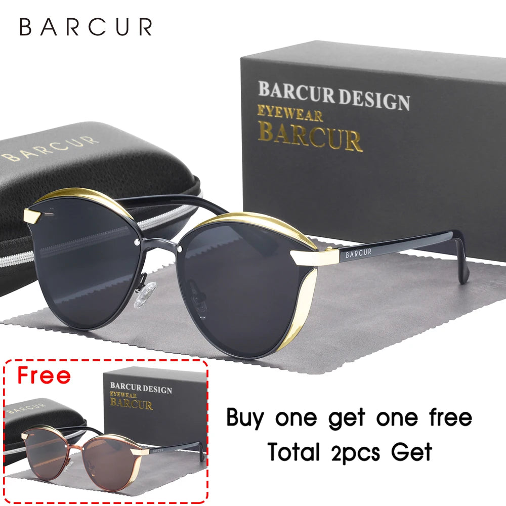 Damen-Sonnenbrille rund Katze Farbverlauf polarisiert UV400 D