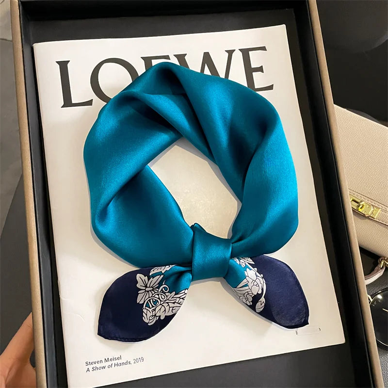 Damen Seidenschal klein Krawatte Haarband Bandana Foulard Kopftuch bedruckt