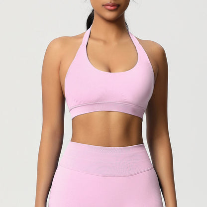 Nahtloser Sport-BH in Helllila mit breitem U-Ausschnitt