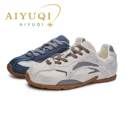 AIYUQI Damen Canvas Sneaker Denim Patchwork Flach