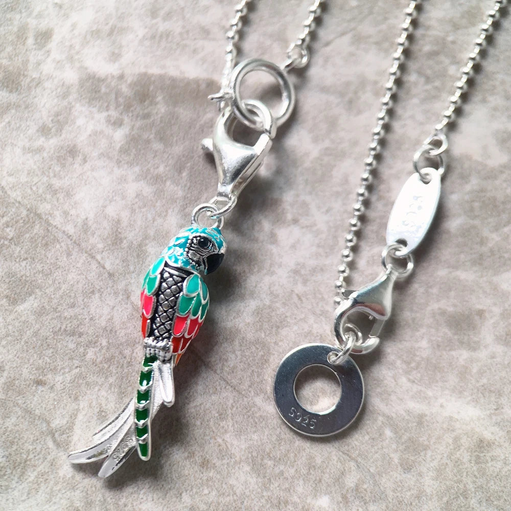 Damen-Halskette Charm-Kette Papagei Boehmen aus Sterlingsilber