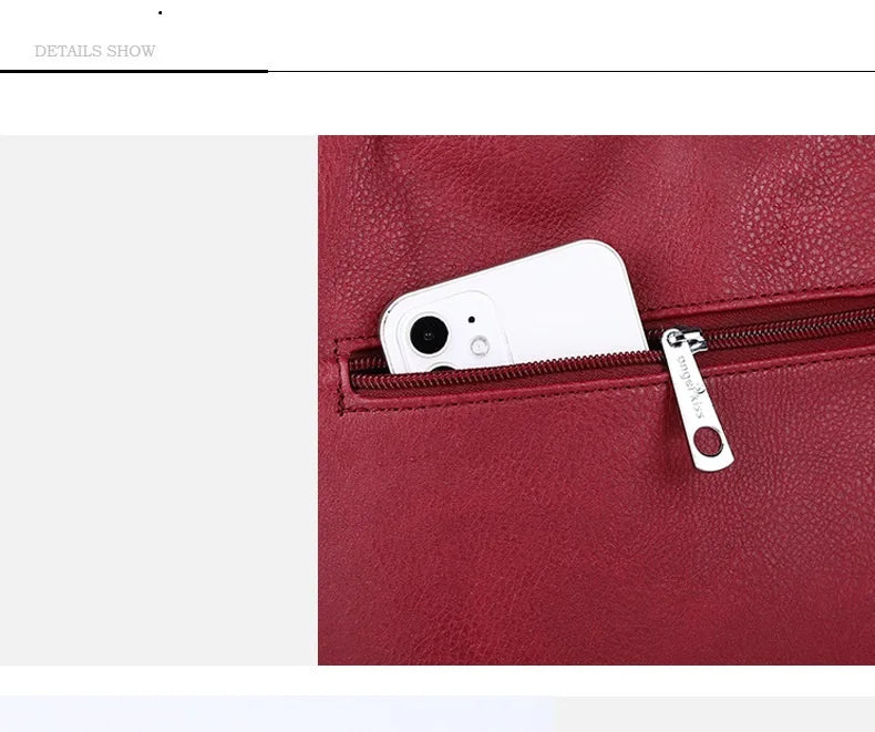 Damen-Handtasche Vintage Schultertasche mit Mehrfachfächern und große Kapazität für iPad und Smartphone