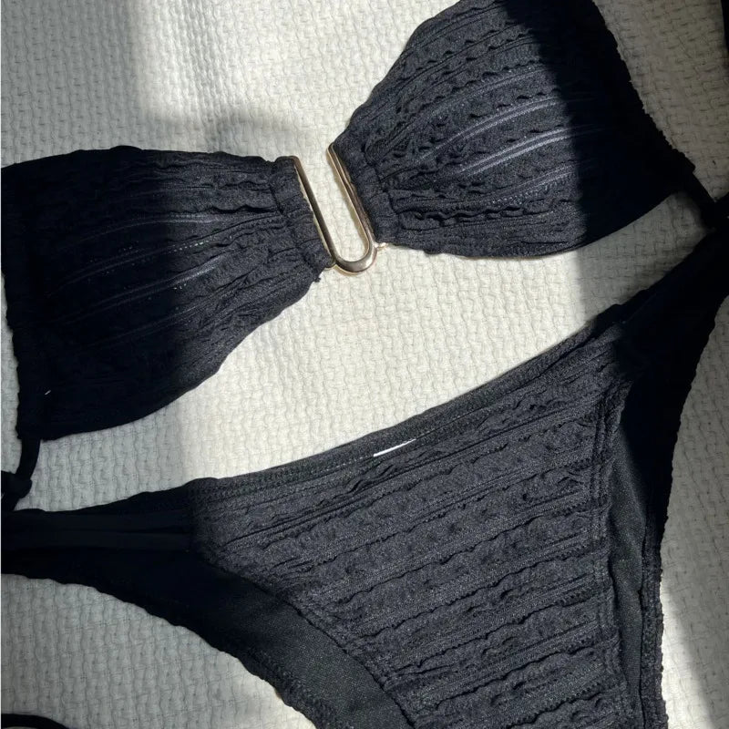 Gelbes Sexy-Bikini-Set mit Push-up für Damen – Brasilianischer Stil für Strand und Pool