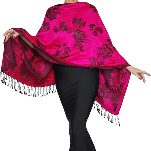 Damen Winterschal Kaschmir Plaid warm Pashmina Bandana Quaste B