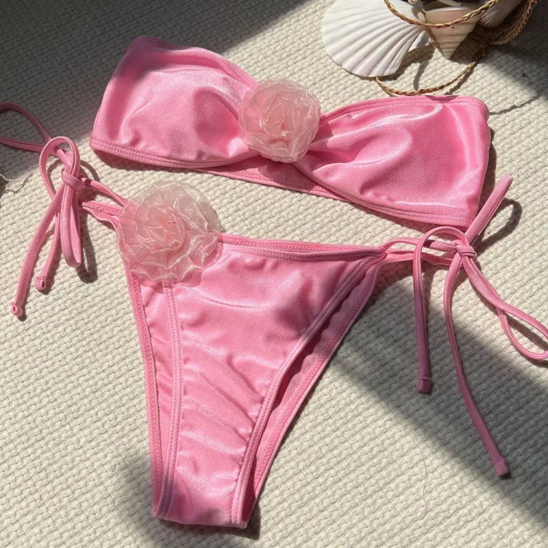 Sexy Bikini-Set mit Push-up-Effekt – Solides Design für Strand und Pool