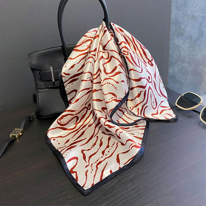 Damen Seidenschal 53cm quadratisch Blumenprint Luxus Hijab Bandana G