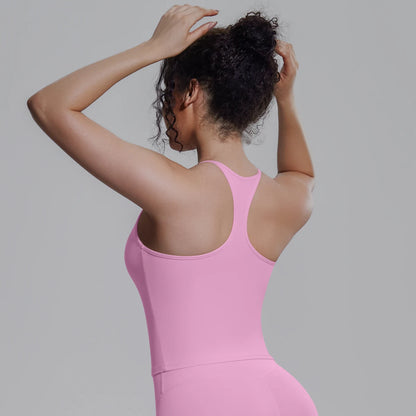 Damen-Sportweste in Rosa, Rücken mit Racerback und schmalen Trägern