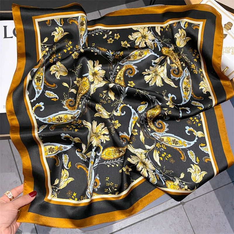 Damen Seidenschal quadratisch 70cm Halstuch Bandana Hijab Pashmina G