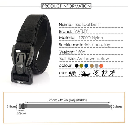 VATLY Techwear Nylon-Gürtel 2,5 cm Schnellverschluss Unisex Taktisch