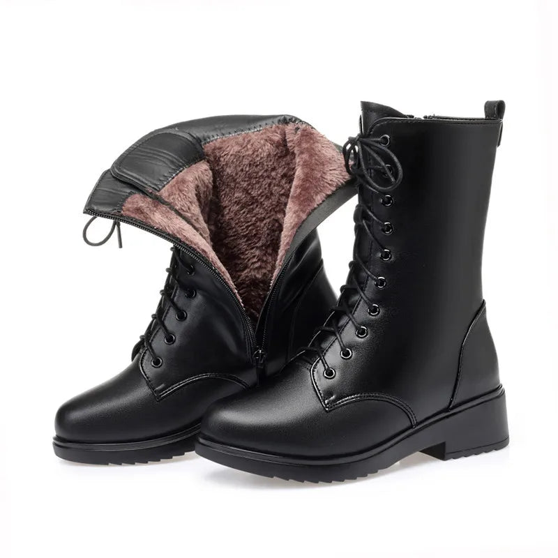 AIYUQI Women's Winter Shoes Genuine Leather Boots Women Large size 41 42 43 Casual Marton Boots Women  Snow Boots