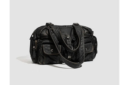 Damen-Handtasche Mit Oberem Henkel Und Schulterriemen Aus Bronze Kunstleder Für Alltag Und Freizeit