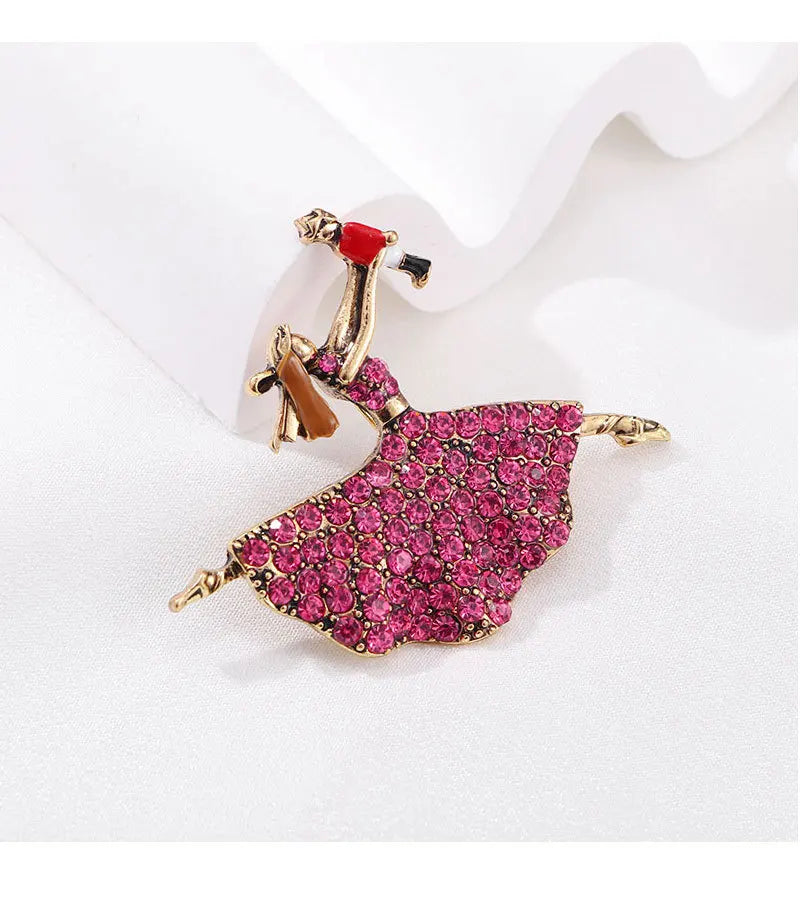 Brosche Ballett Tänzerin Kristall Vintage Klassisch Accessoire Schmuck Damen