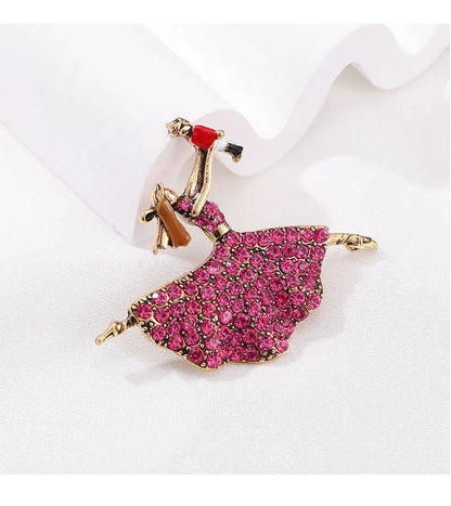 Brosche Ballett Tänzerin Kristall Vintage Klassisch Accessoire Schmuck Damen
