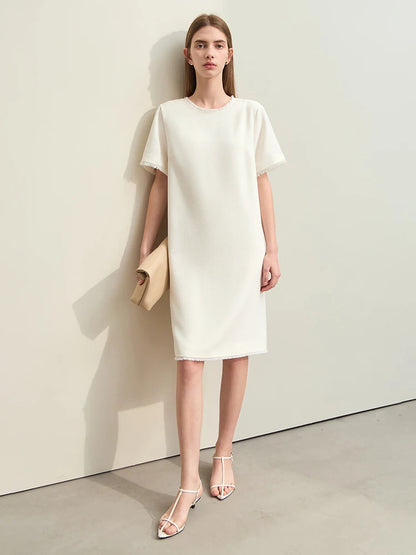 Luxuriöses Damen Midi Kleid Mit Quasten Und Gerader Schnitt