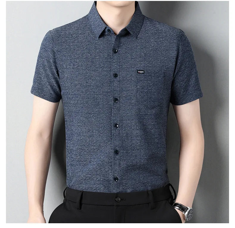 Sommerliches Herren-Kurzarmshirt in Unifarbe – modisches, lässiges Cardigan-Hemd für Jugendliche