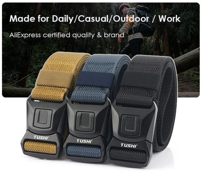 VATLY Nylon Casual Gürtel Herren Schnellverschluss Military Tactical Braun