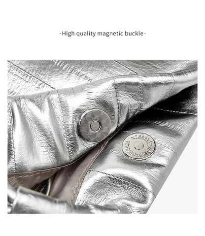 Damen Schultertasche aus Kunstleder und Spaltleder mit Kordelzug