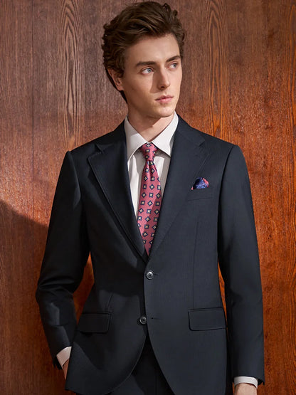 Hochwertiger Herrenanzug aus 50% Wolle: Slim Fit, Tiefblau, Business & Hochzeit, Größe 58-6XL
