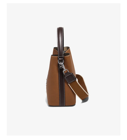 Damen-Handtasche aus echtem Leder im Bucket-Stil mit großem Fassungsvermögen Alltagstauglich