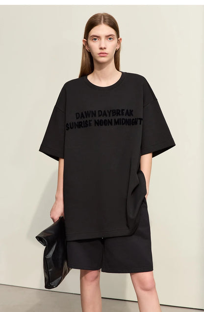 Damen T-Shirts mit Rundhalsausschnitt und losem, lässigem Schnitt mit Stickerei