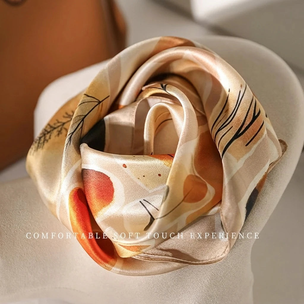Damen Seidenschal 53cm quadratisch Blumenprint Luxus Hijab Bandana K