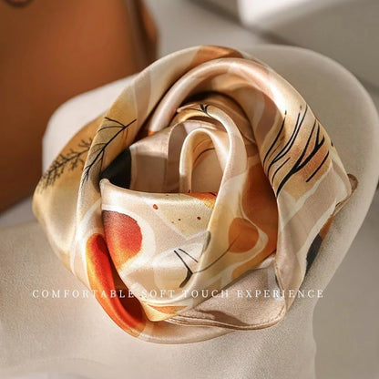 Damen Seidenschal 53cm quadratisch Blumenprint Luxus Hijab Bandana K