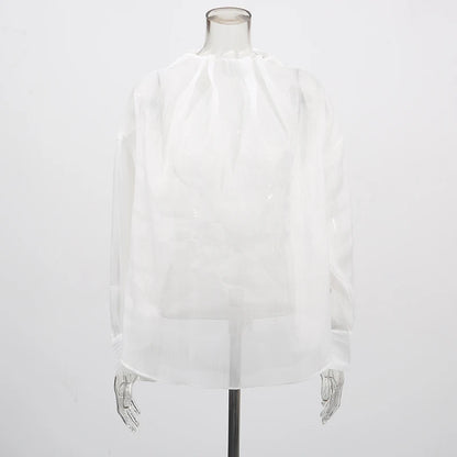Lässige Damenbluse mit Spitzenbesatz und Patchwork-Design, langärmlig und mit Reverskragen – ideal für einen stilvollen Auftritt.