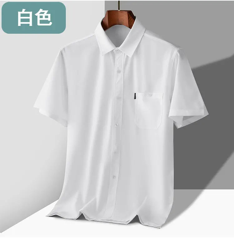 Kurzärmeliges Herren-Poloshirt aus Eisseide – bügelfreies, lässiges Strandoberteil für Herren mittleren Alters