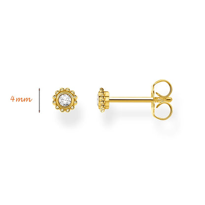 Damen-Ohrstecker Sonnenblume gold Vintage 925 Sterlingsilber