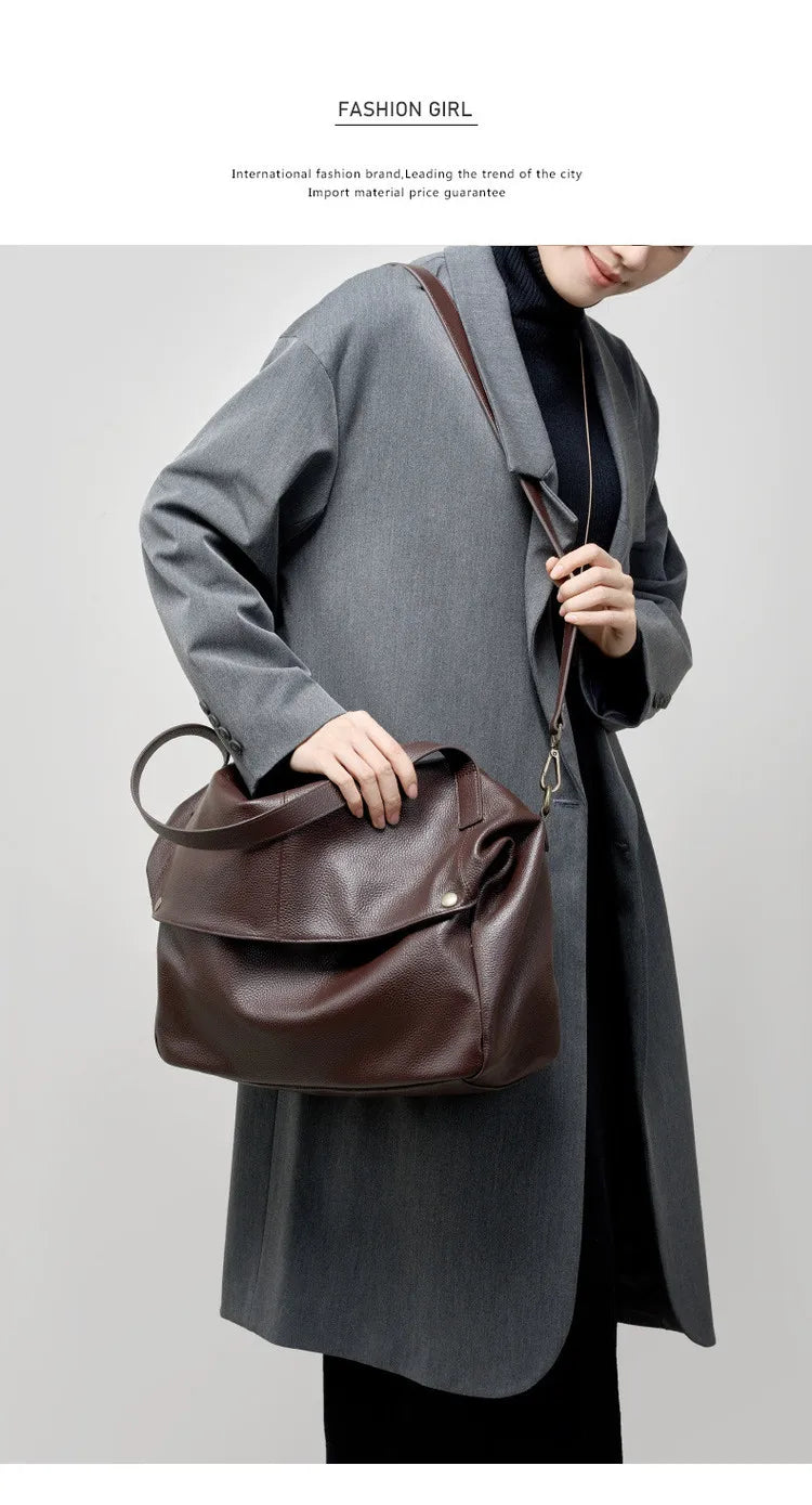Damen Handtasche aus echtem Leder mit großer Kapazität