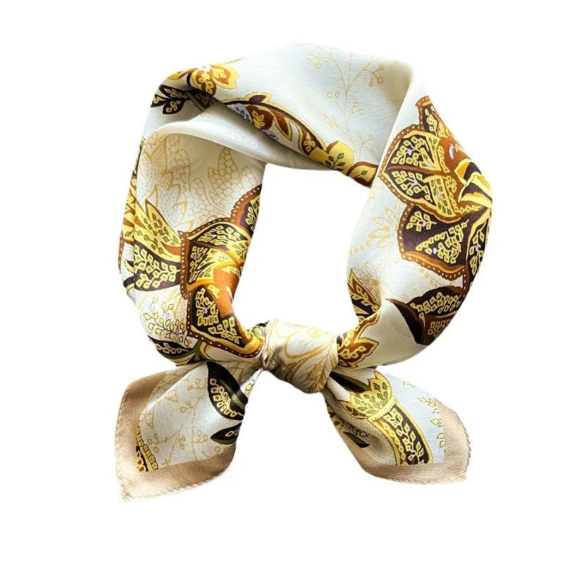 Damen Seidensatin Schal Tasche Kopf Bandana Halstuch bedruckt M